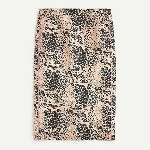 J Crew leopard Pink TRIM LINEN PENCIL SKIRT